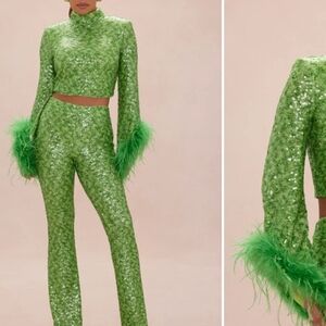 Green Sequin Women's Jumpsuit